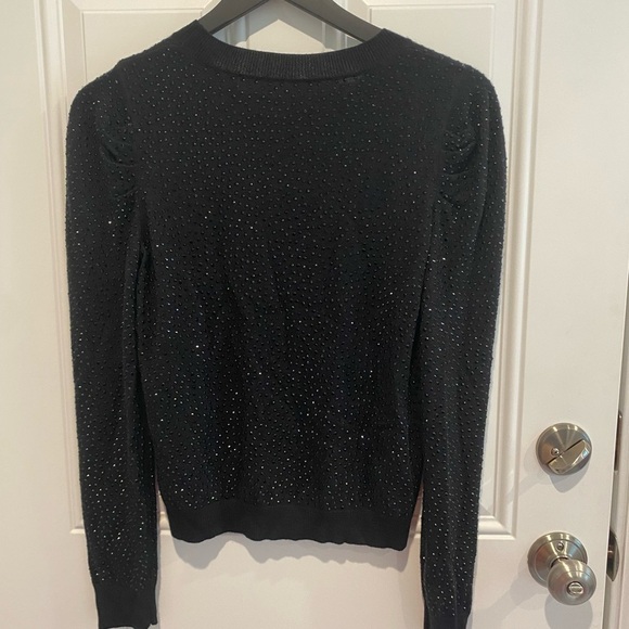 Alice and Olivia Bettie Rinestone Long Sleeve Top Women’s Size Small Black NWT - Picture 3 of 6